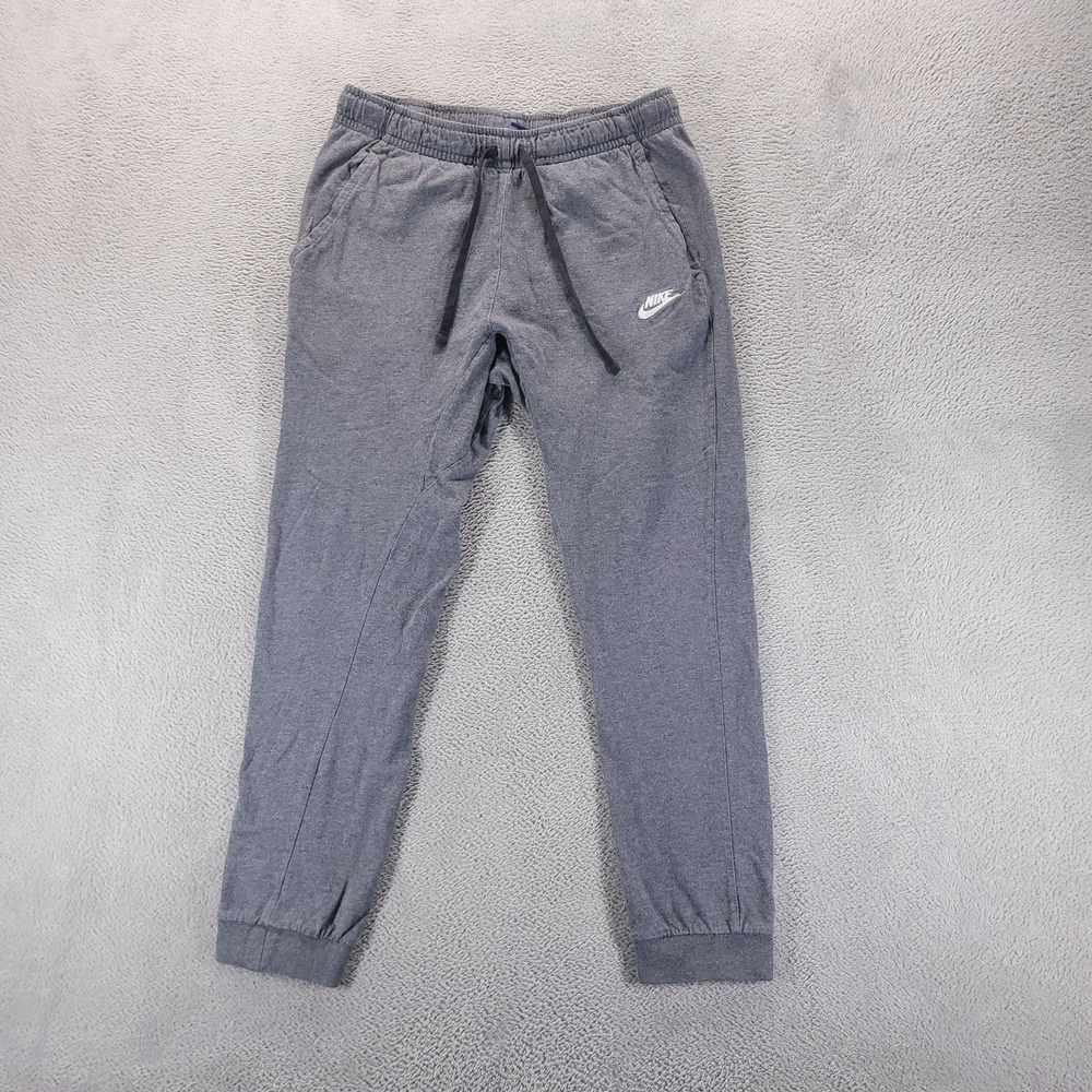 Nike Sweatpants Mens M Gray Fleece Joggers Drawstring Pockets Gym Workout